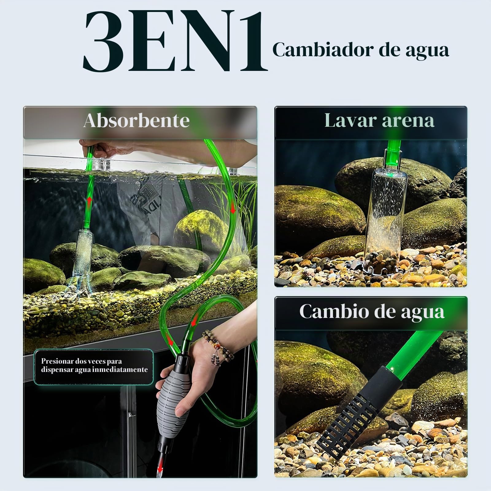 boxtech Limpiafondos Sifonador Acuario,Aspirador para Acuario,Limpiador de Arena de la Bomba del Cambiador de Agua del Sifón del Vacío del Acuario,Aspiradores de Fondo para Acuarios