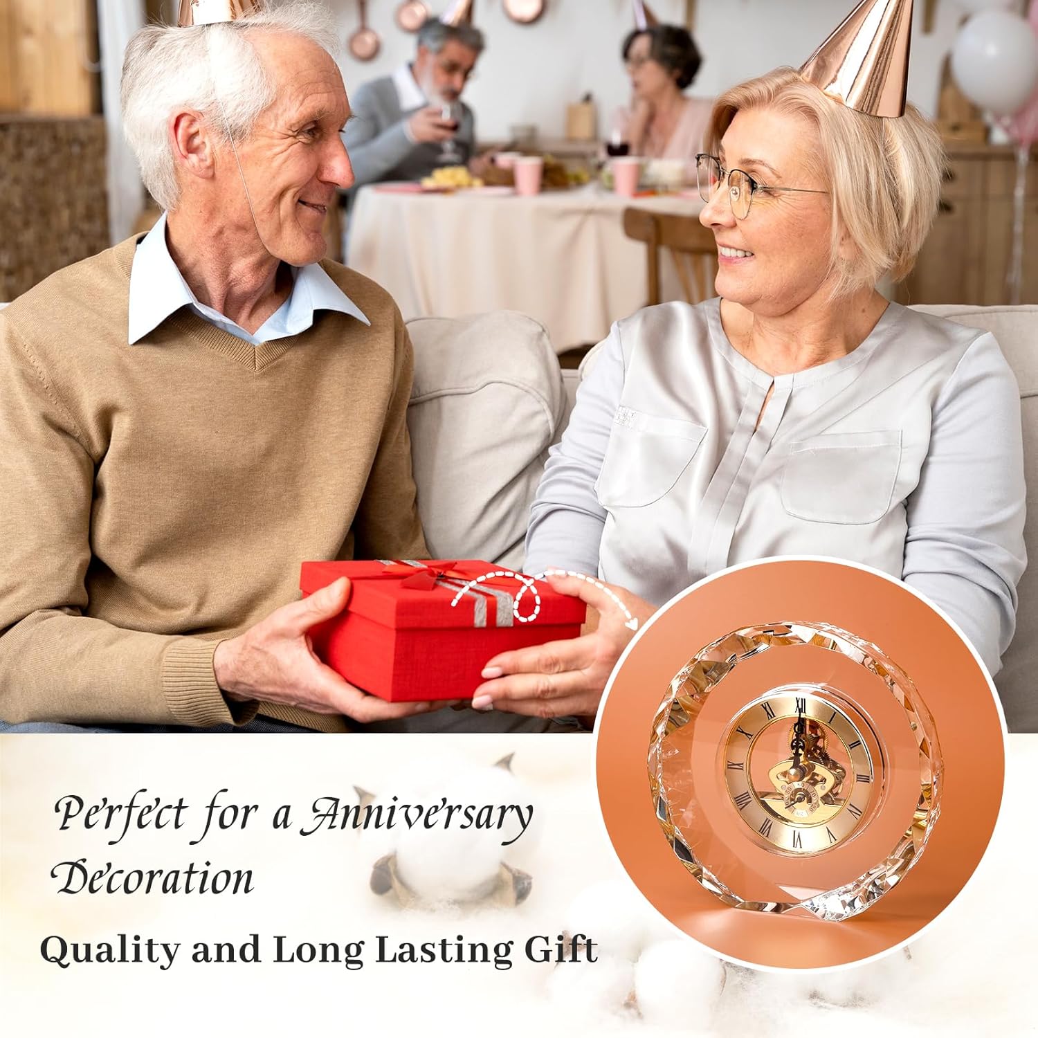 Crystal Clock Gift Birthday Gift Wedding Valentine's Day Gift Quartz Clock,Desk Clock for Boss Send Leader Send Friend Send Teacher