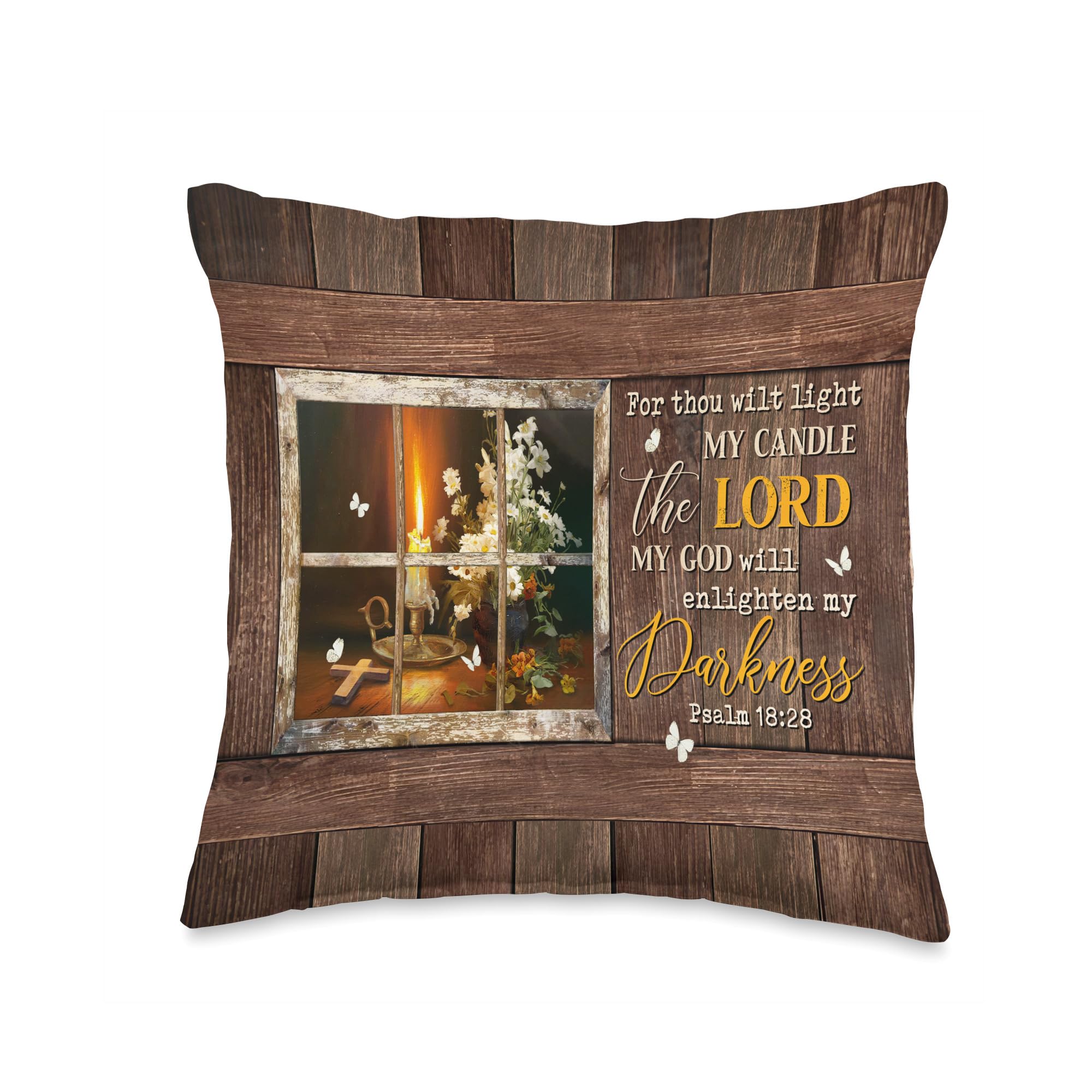 Trusting God Religious Jesus Designs Daisy Butterfly My God Will Enlighten My Darkness Jesus Throw Pillow, 16x16, Multicolor