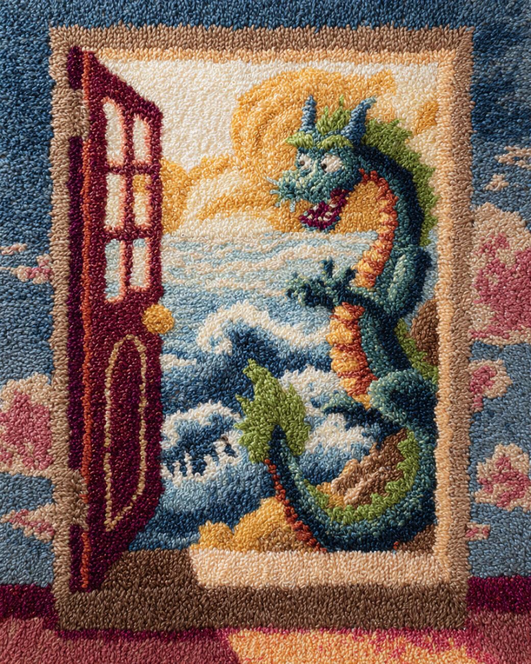 AMBATTERY Carpet Latch Hook Kit Eastern Dragon 85x115cm