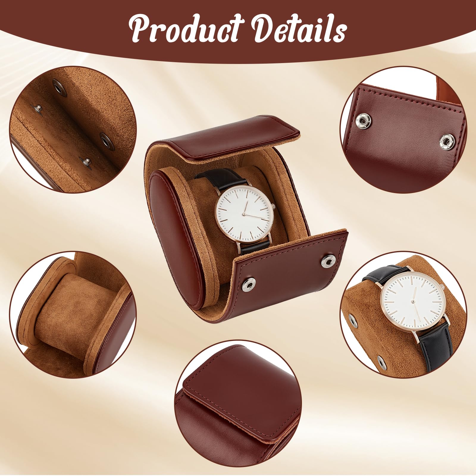 Lot de 2 étuis de voyage pour montres, 1 et 2 emplacements pour