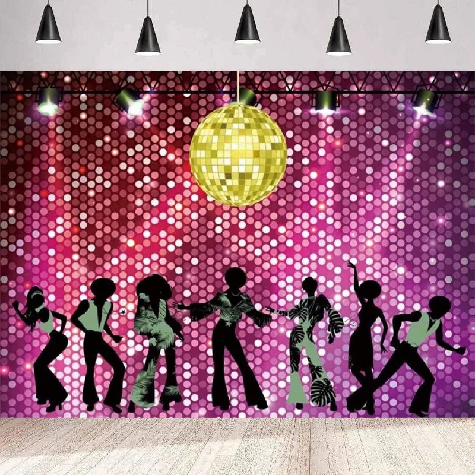 Fotografia Sfondo Musica Festa Glitter Lucido Luci Da Palcoscenico 60s 70s 80s 90s Party Banner di Compleanno Decor Poster