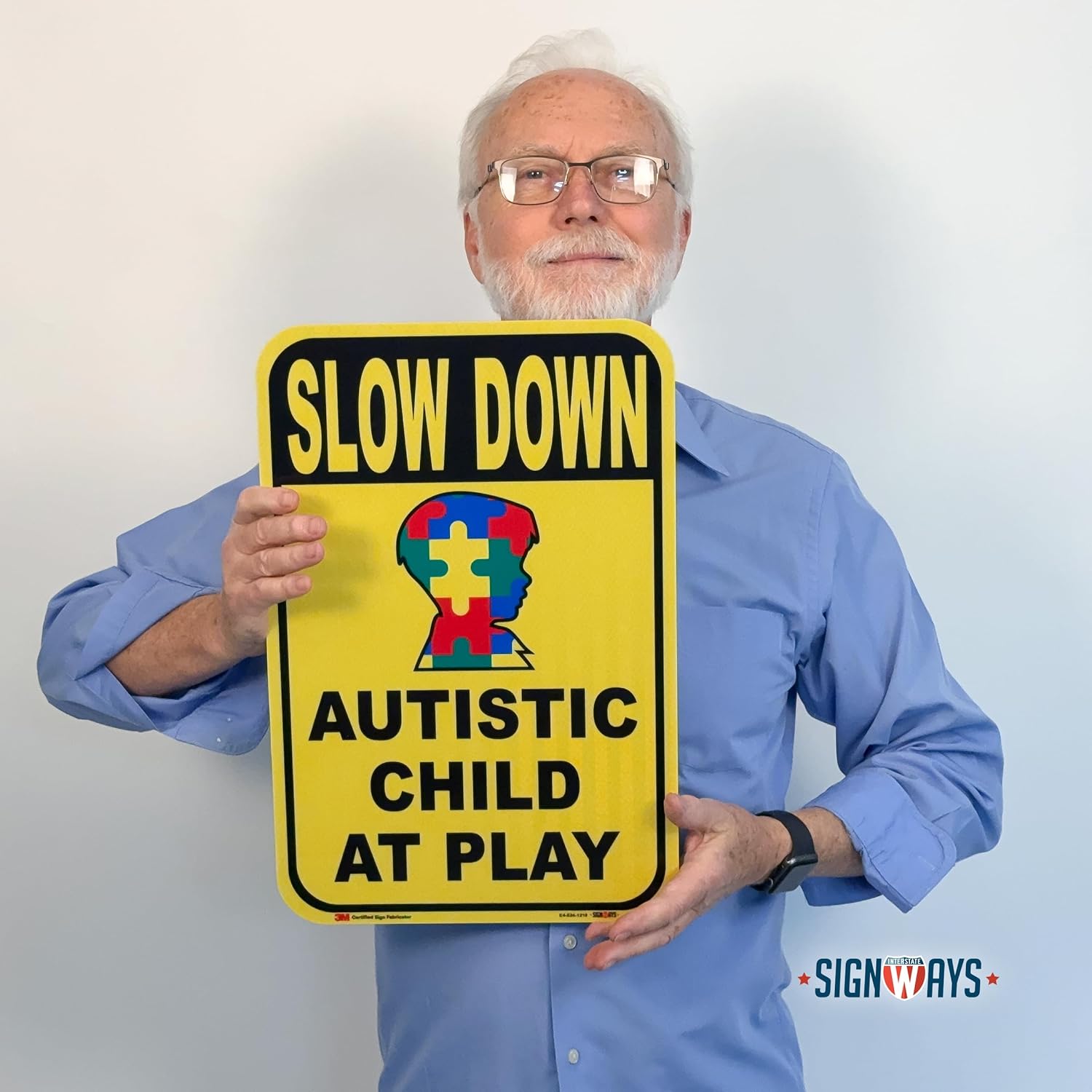 SignWays Slow Down Autistic Child at Play Sign | Autism Signs for Home Outside | Slow Children at Play for Street | Weather-Proof, Will Not Fade | Made in USA | 12” x 18”