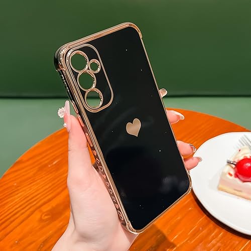 Miniatura 7 de TQLGY Funda para Samsung Galaxy A34 5G, diseño de corazón chapado en amor, para mujeres, bonita protección de cámara de lujo, TPU suave a prueba de