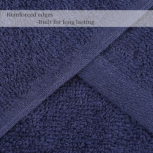 Miniatura 3 de RAJRANG - Toallas de mano suaves y extragrandes, de algodón, lujosas, para uso diario, toallas de baño, toallas de cocina, color azul marino, juego