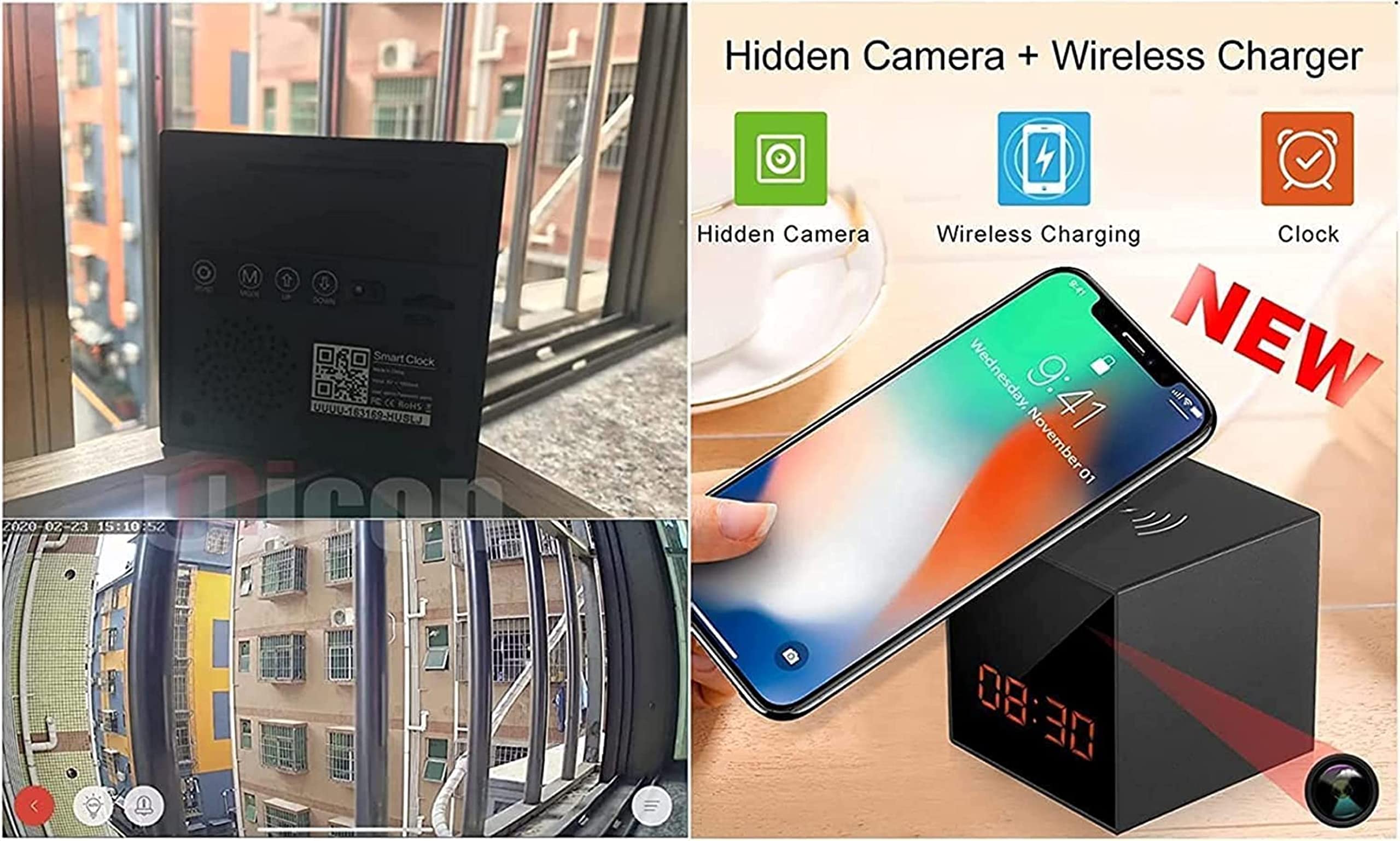 Reloj de cámara espía oculta, cámara de seguridad HD 1080P con visión nocturna, detección de movimiento, grabación de video y monitoreo remoto para el hogar y la oficina