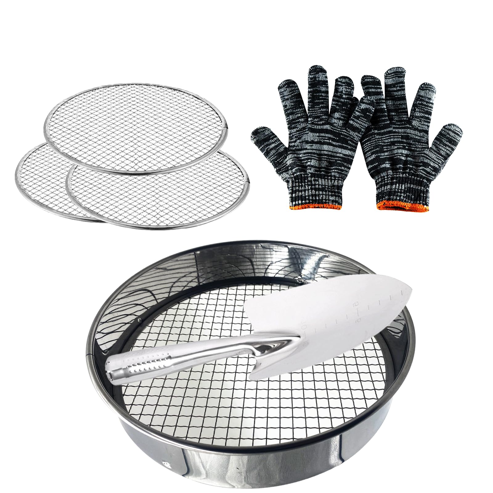 Setaccio da giardino, rete intercambiabile da 25 cm, setaccio per terriccio in metallo, per compostaggio Tamis, strumento per giardinaggio, essenziale per domare il terreno del giardino, durevole ed