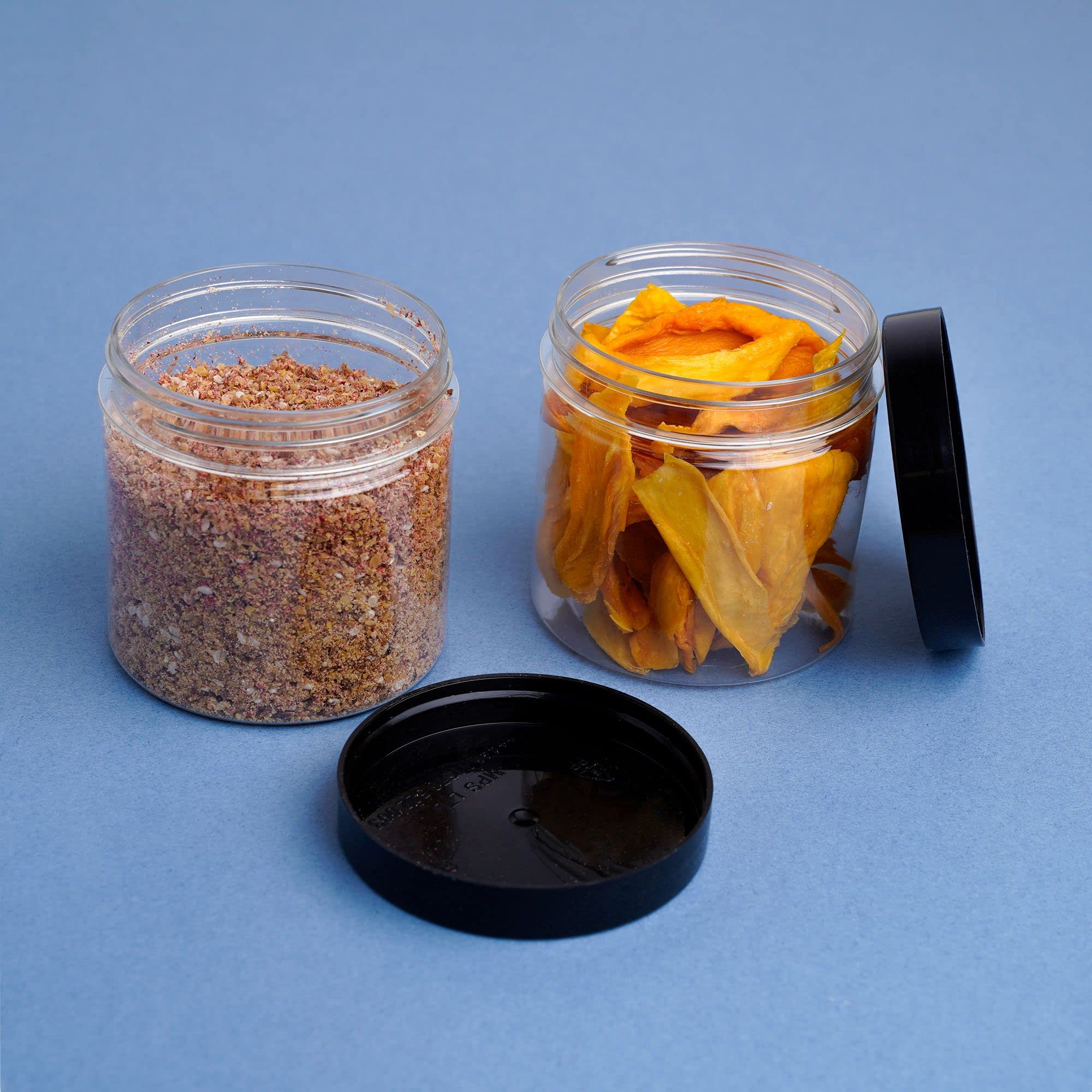 Pack of 6 Small Round Plastic Jam Jars with Lids Refillable Mini