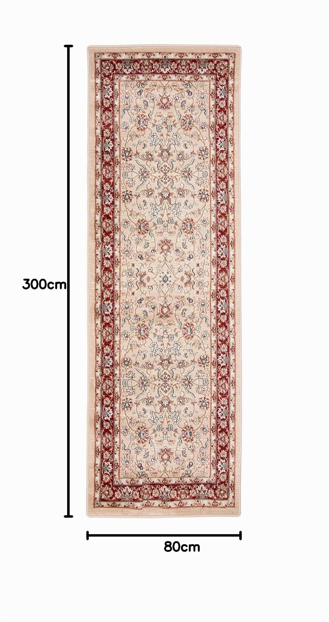 Carpeto Alfombra Pasillo 80x300cm Rojo Clásico Tradicional Oriental Vistoso