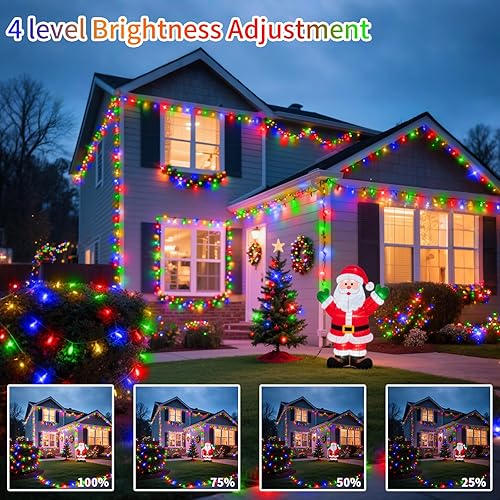 Miniatura 2 de Luces de Navidad multicolor, 196 pies, 500 luces LED para exteriores, impermeables, para árbol de Navidad con temporizador, 8 modos, enchufe de