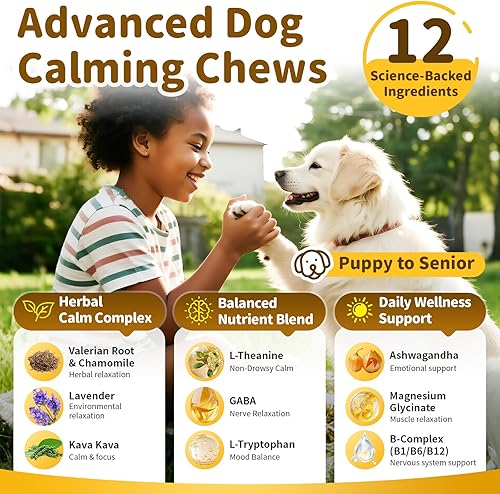 Miniatura 2 de Masticables calmantes para perros  Golosinas calmantes para perros 12 en 1 con hierbas y vitaminas, relajación, concentración y apoyo de