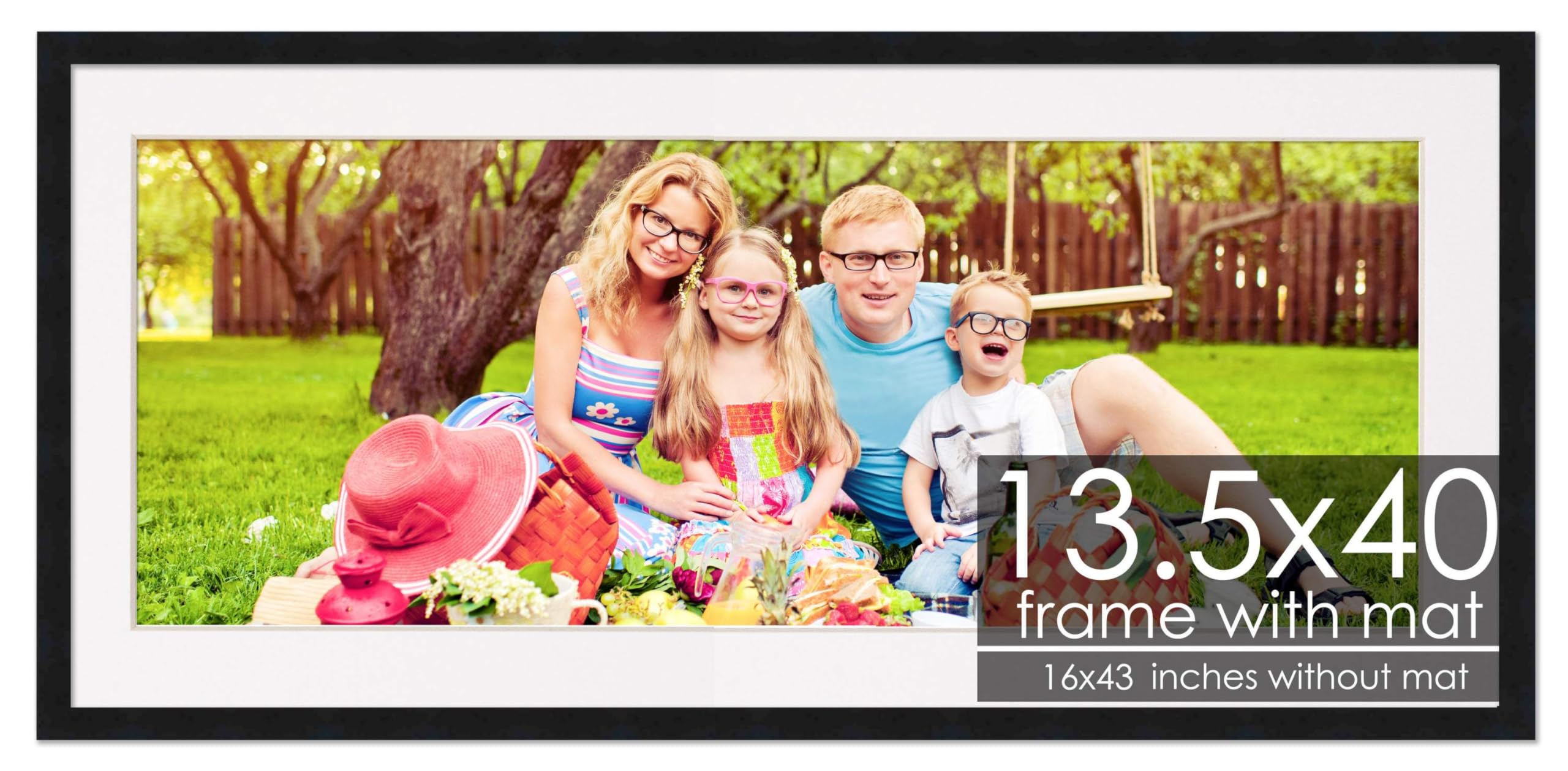 Amazon.com - 13.5x40 Frame with Mat - Black 16x43 Frame Wood Made