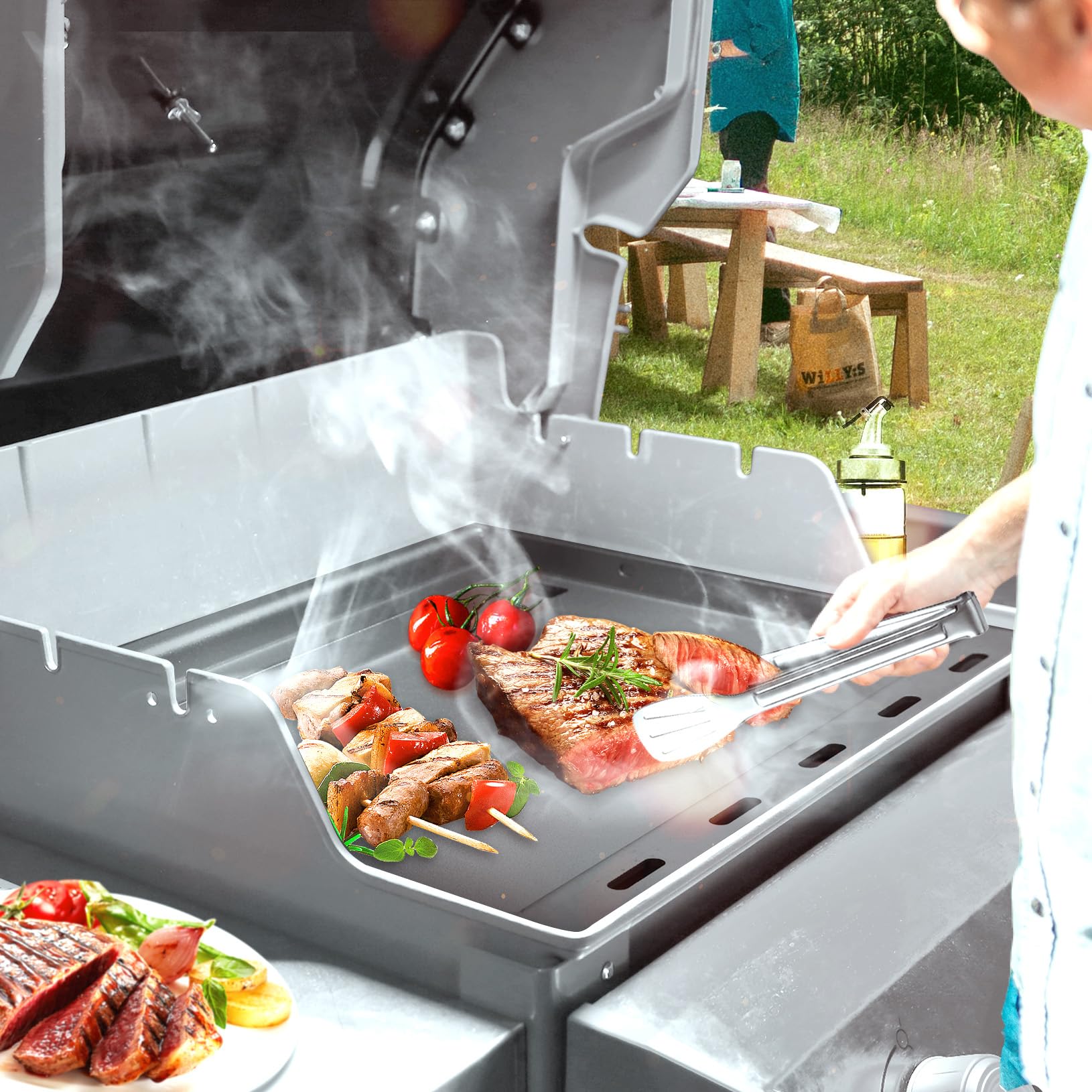 ZXLIHS Piastra Grill Plancha da 50 x 44 cm per Weber Spirit Serie 200, Parti di Ricambio universali per Piastra Grill Weber Spirit I e II Serie E210, E220, S210, S220, 1 Pezzo