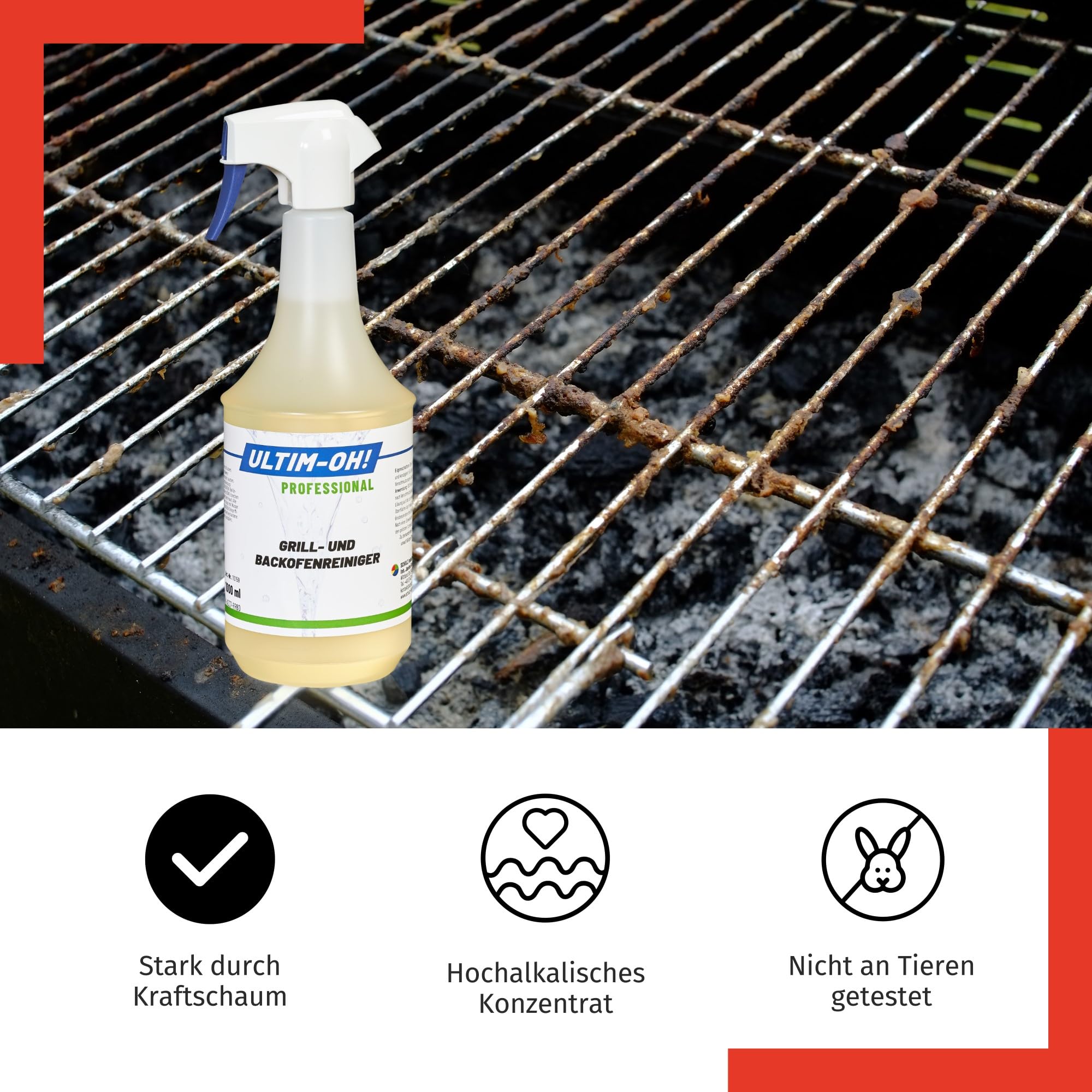 Professional Grillreiniger & Backofenreiniger extra stark 2 L I Gegen hartnäckige Verschmutzungen I Grillreiniger Gasgrill & Holzkohlegrill