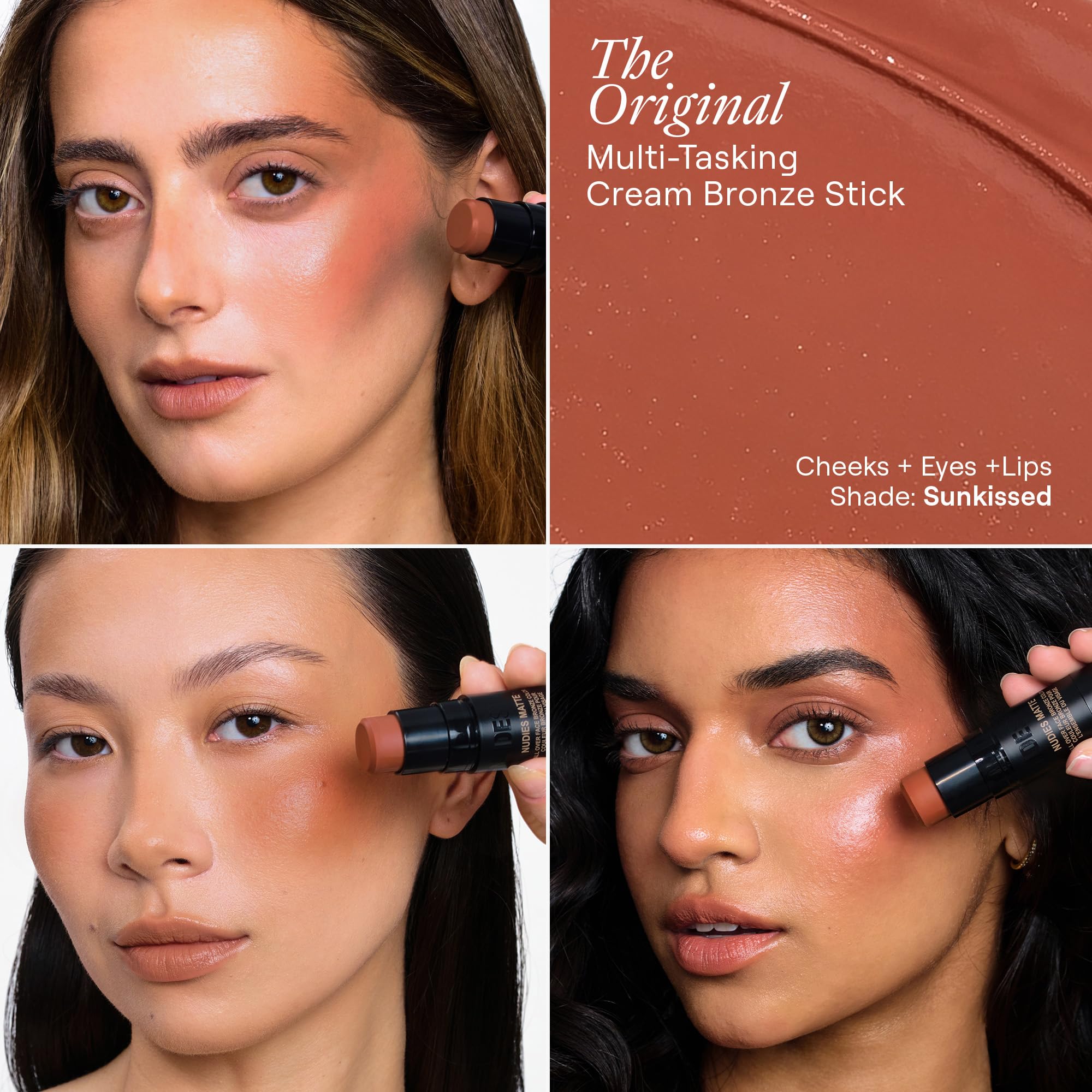 NUDESTIX Nudies Bronze Matte Bronzer Stick Sunkissed – Creme Bronzer & Contour Stick – Natürliches Finish, Langanhaltend, Vegan – Für Gesicht, Augen & Lippen 7g