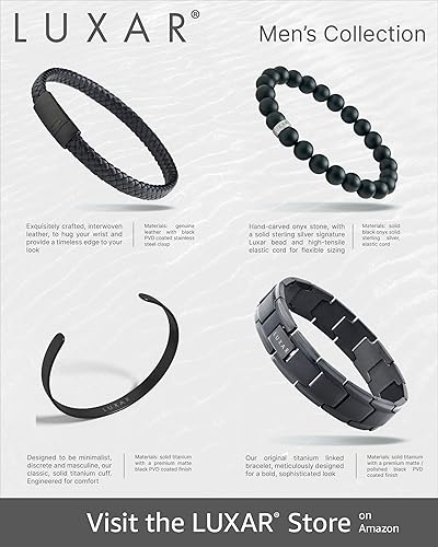 Vista 7 de LUXAR - Pulseras de cuentas de ónix negro para hombre Piedra negra mate de 8 mm Joyería minimalista y de diseño para hombres