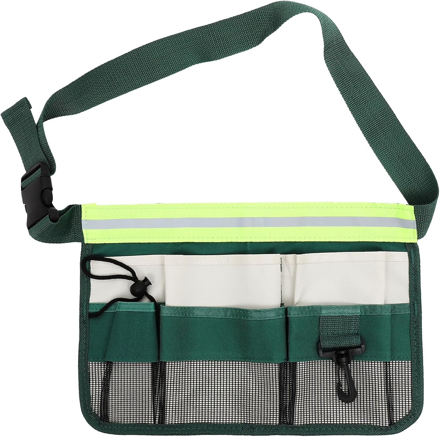 Garden Apron for Men Women, Adjustable Tools Belt Pouch with 6 Pockets Reflective Strip, Portable Waist Bag Work Belt for Gardening, Construction