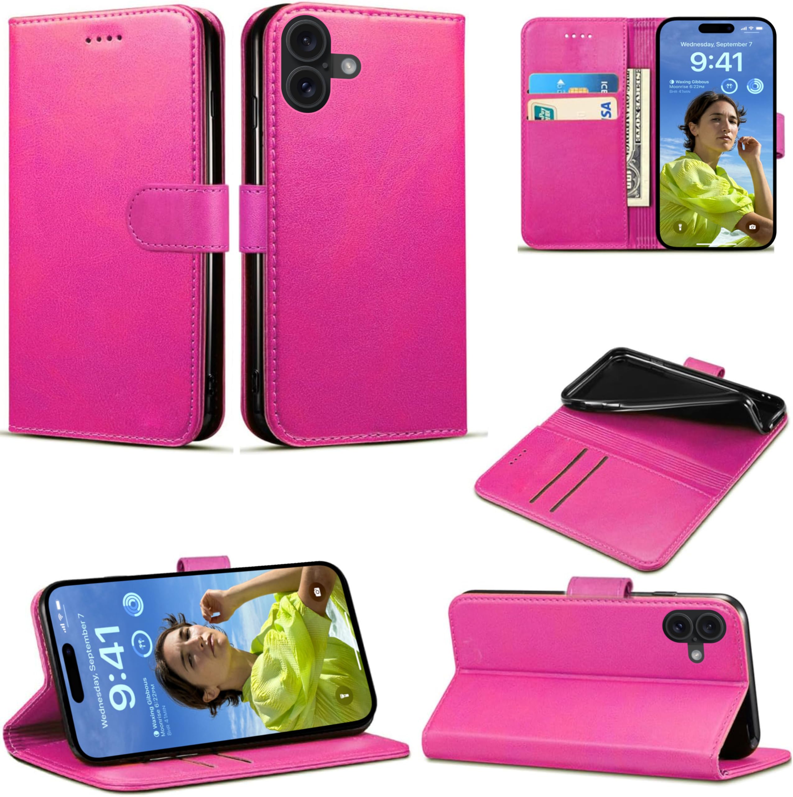 EKAM PU Leather Case for iPhone 16 6.1-Inch