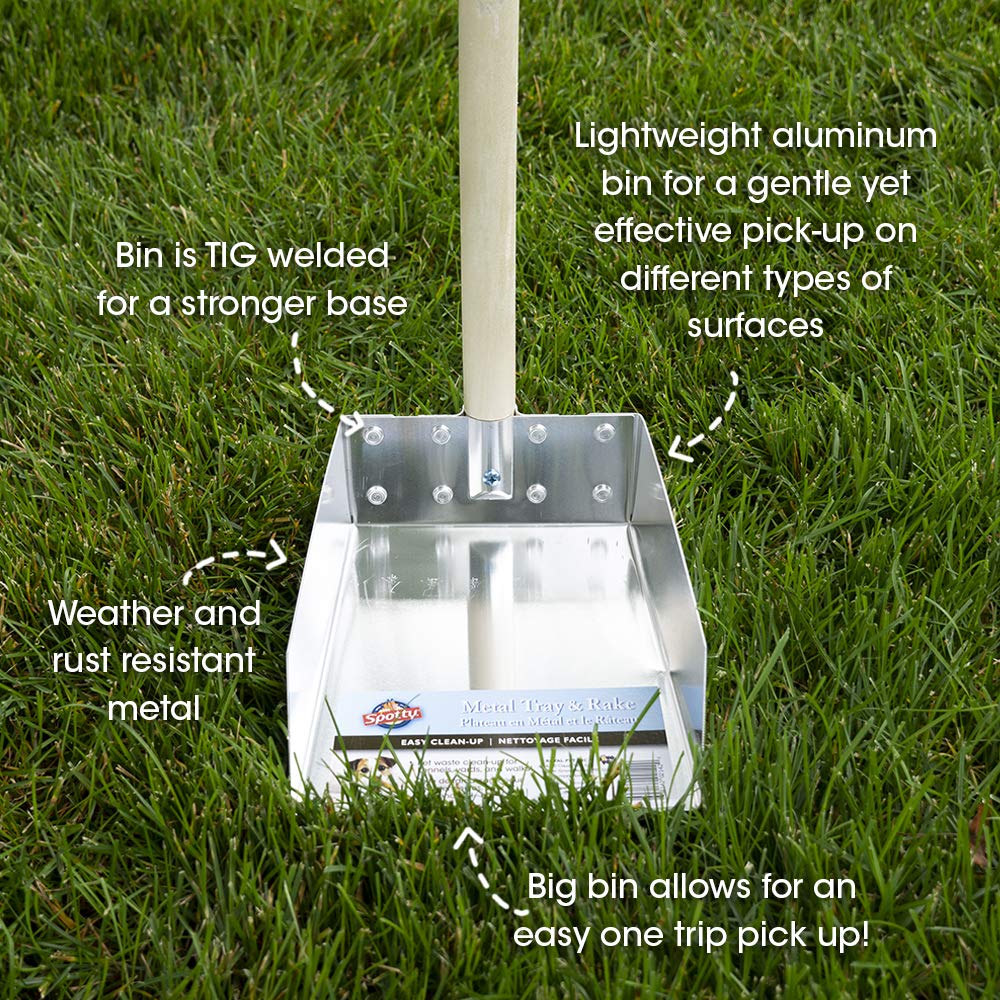 Spotty Wood Handle Pooper Scooper Durable Solid Metal Poop Tray with