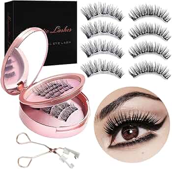 Magnetic Eyelashes, 3D Natural Look False Lashes without Eyeliner, No Glue, Reusable and Light Weight,Pink