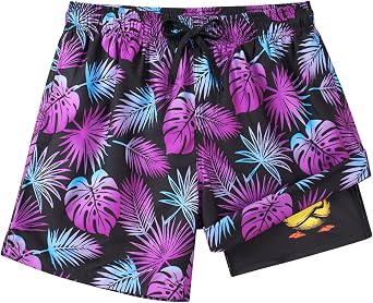 westwolf Men Swim Trunks 5.5 Inch Board Shorts 2 in 1 Swimwear with Compression Liner