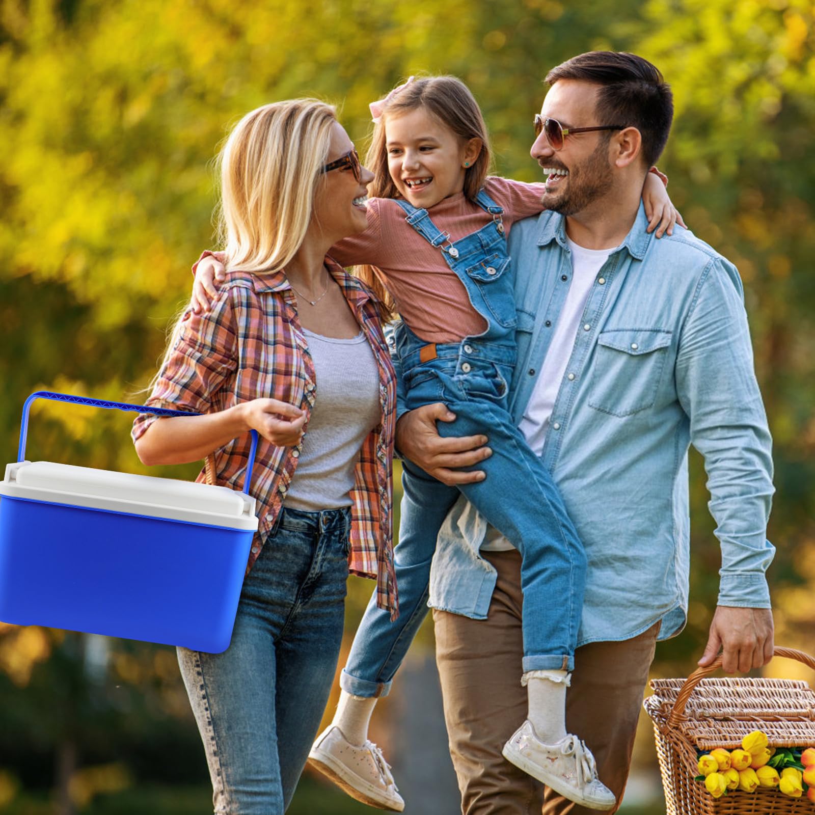 Nevera Portátil para Picnic de 12 L en PVC con Asa Azul