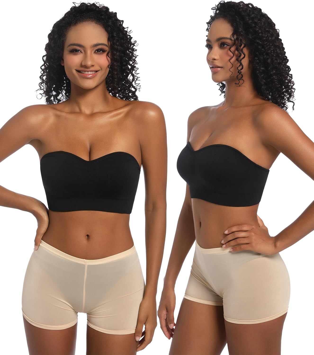 PRETTYWELL Strapless Bra for Women Comfort Non-Slip Seamless Padded Bandeau Bras Wireless Tube Top Bra with Multi-Way Straps - Image 5