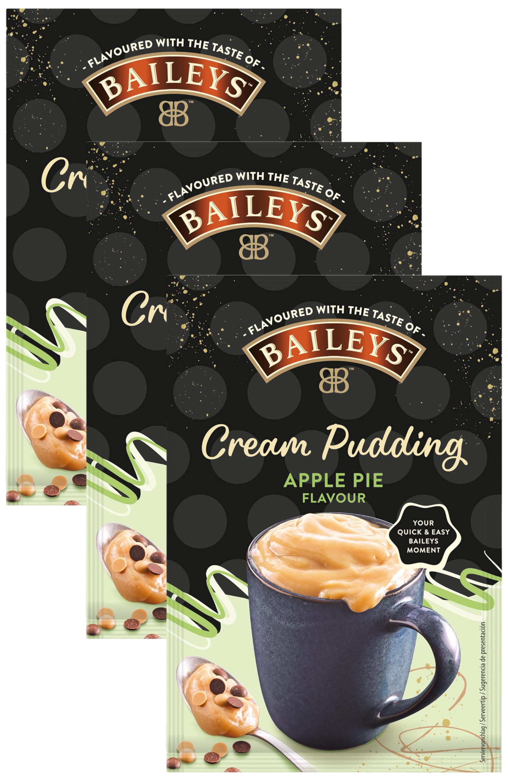 Baileys Cream Pudding Apple Pie, alkoholfrei, cremiger Pudding mit Geschmack vom Original Baileys Irish Cream Likör, einfache Zubereitung,1x59g Beutel (Packung mit 3)