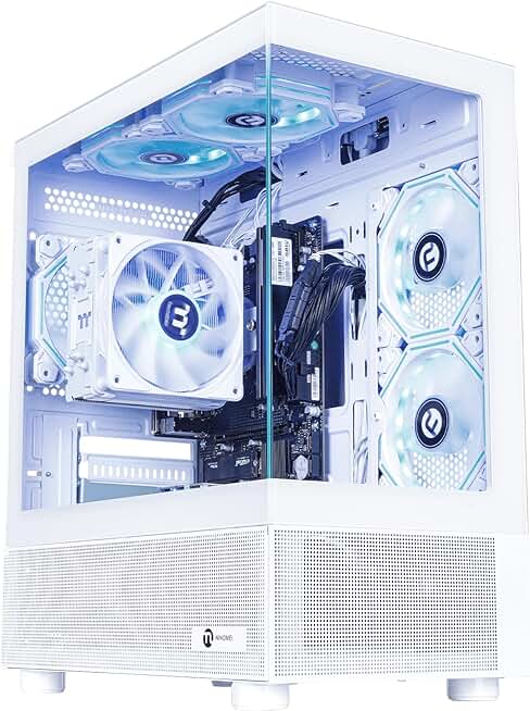 NINGMEI Soul Gaming PC Desktop,AMD Ryzen 5 5600GT 6 core 3.6GHz(up to 4.6GHz),AMD Radeon Vega 7 Graphics,16GB DDR4 RAM 3200MHz,1TB NVME SSD,550W PSU, Windows 11 Home 64-bit,White