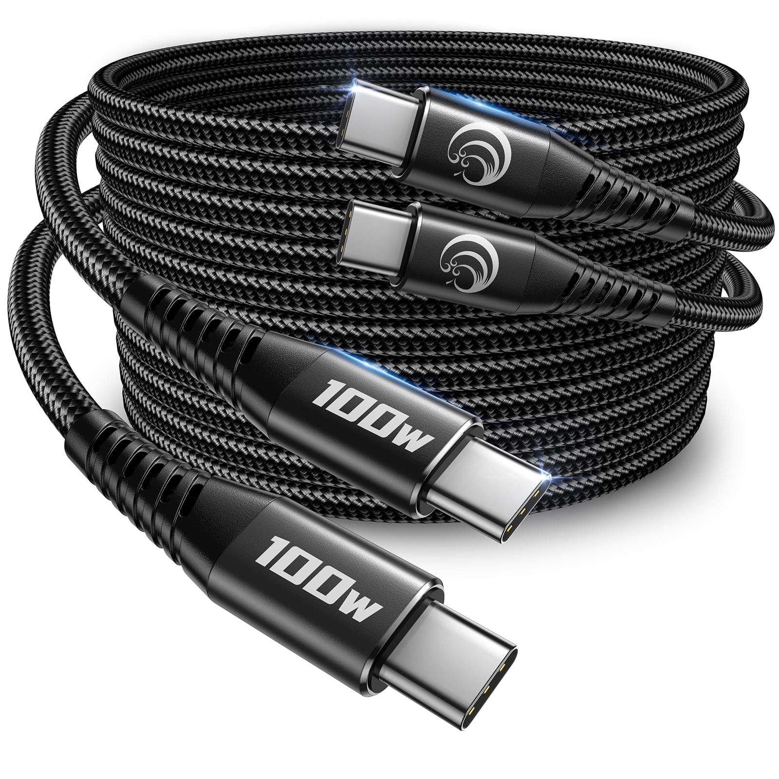 USB C auf USB C Kabel [2Stück 2M+2M] 100W/5A Schnellladekabel USB C auf USB C Kabel Nylon Ladekabel USBC auf USBC für iPhone 16 15 Pro Max, Samsung S24 S23 S22 S21, iPad Pro, MacBook Pro/Air, Pixel