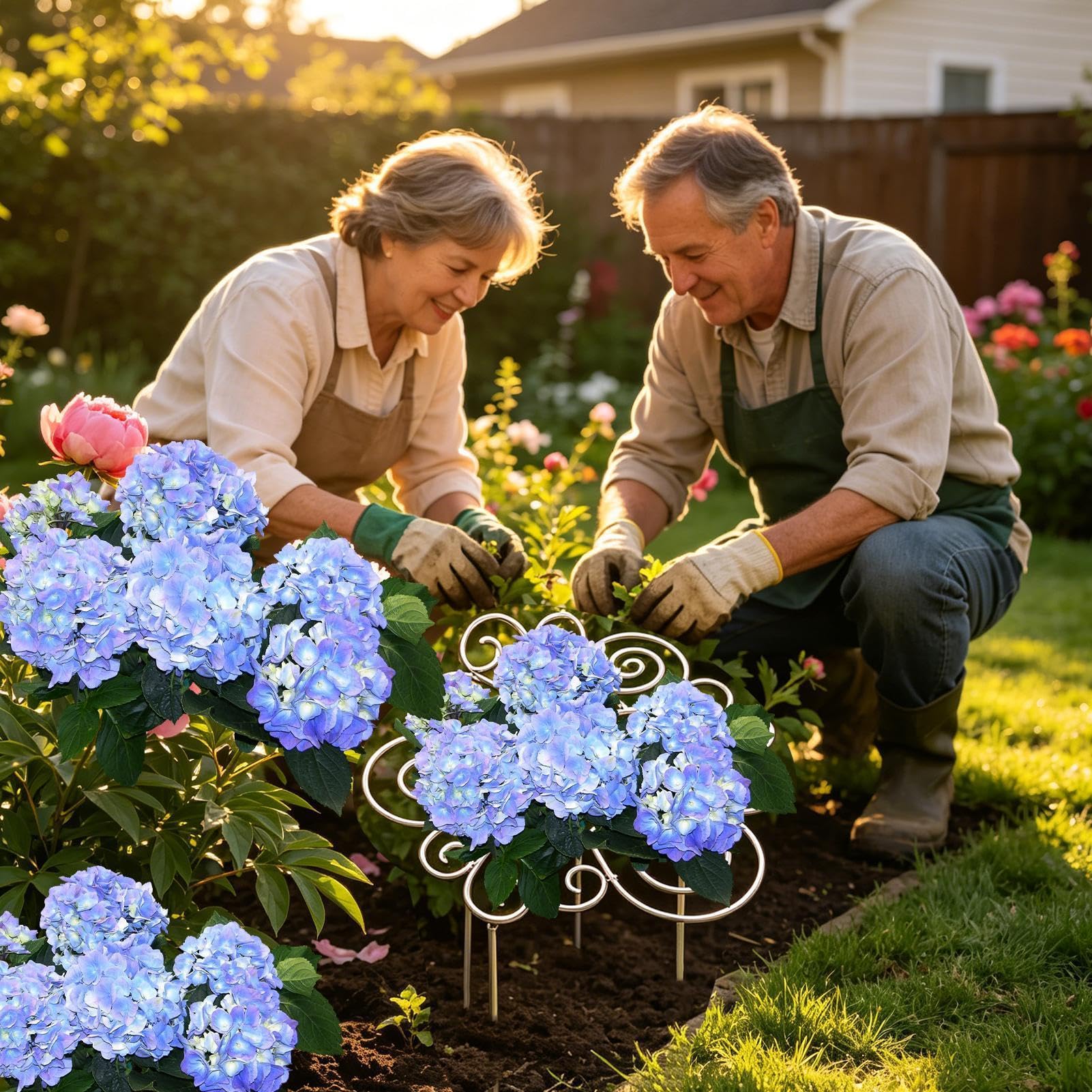 Tuteur pour Pivoines Lot de 2 Supports Réglables Robustes en Métal