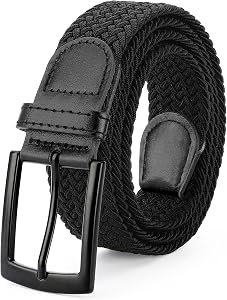 SUOSDEY Elastic Braided Belts for Men, Woven Stretch Belts for Golf Casual Jeans Shorts 1.3" width