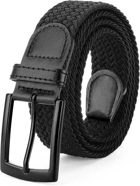 SUOSDEY Elastic Braided Belts for Men, Woven Stretch Belts for Golf Casual Jeans Shorts 1.3" width