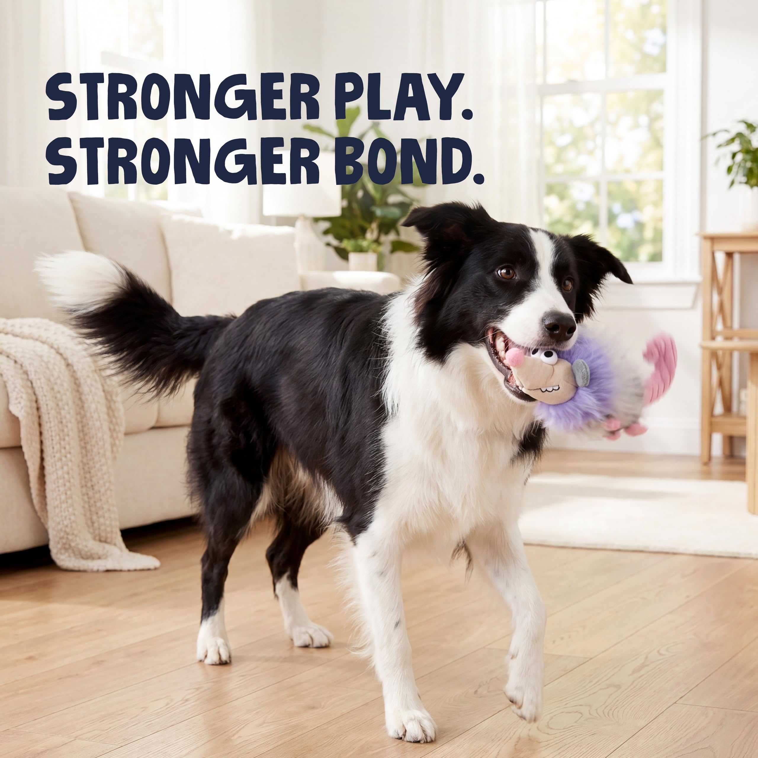 goDog Silent Squeak Urban Wildlife Pippa Possum Ultraschall Quietschendes Hundespielzeug Plüsch mit Kauschutz-Technologie Medium