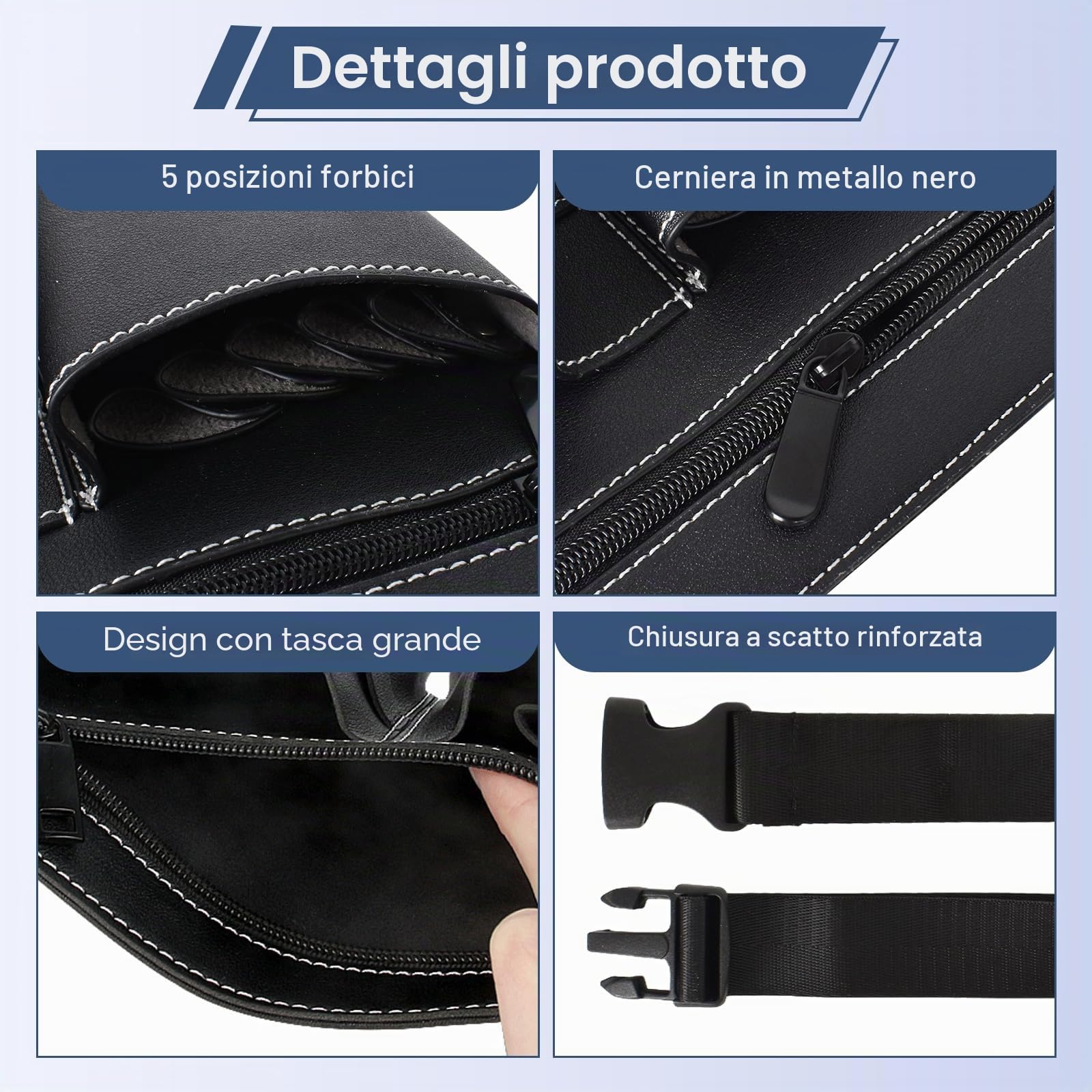 Borsa per forbici da parrucchiere, in pelle PU, marsupio con cintura, forbici professionali e fondina per pettine, borsa porta attrezzi da parrucchiere, per saloni, spa e parrucchieri