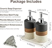 Vista 3 de Ceramic Dish Soap Dispensers Set(2 Pack), Hand, Dish, Shower Soap Dispenser for Kitchen Sink & Bathroom, Includes Stainless Steel Pump, Silicone