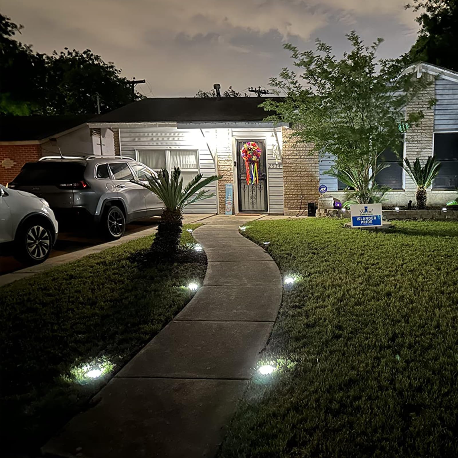Luces solares para exteriores, paquete de 12 luces solares para terraza, luces solares de suelo para paisaje, césped, terrazas, caminos, escaleras, vallas, decoraciones de jardín (blanco brillante)