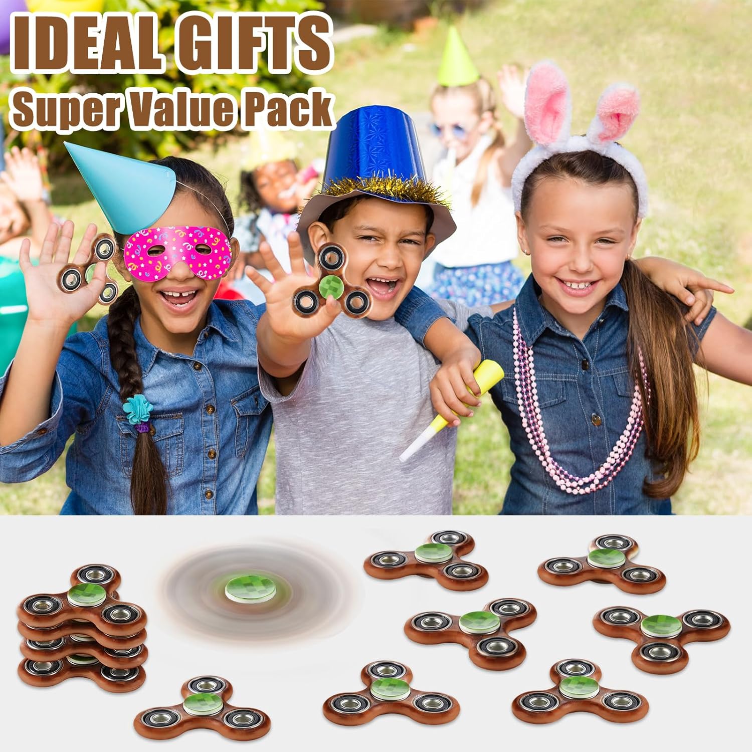party greeting 12Pack Mining Themed Fidget Spinner Set Pixel Inspired Fidget Spinners Toy Bulk Anxiety Toys Pixel Party Favors for Kids/Adults,Stress Reduction and Anxiety Relief Birthday Gifts