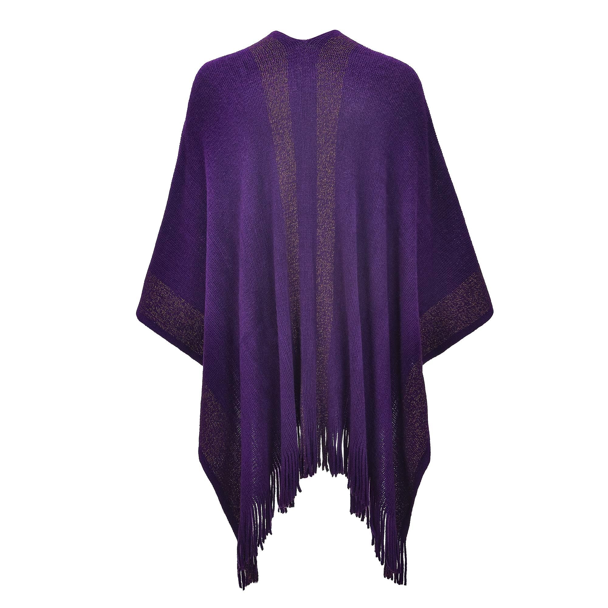 ZLYC Femmes Hiver Ouvert Cape Chaud Poncho Garniture à Franges