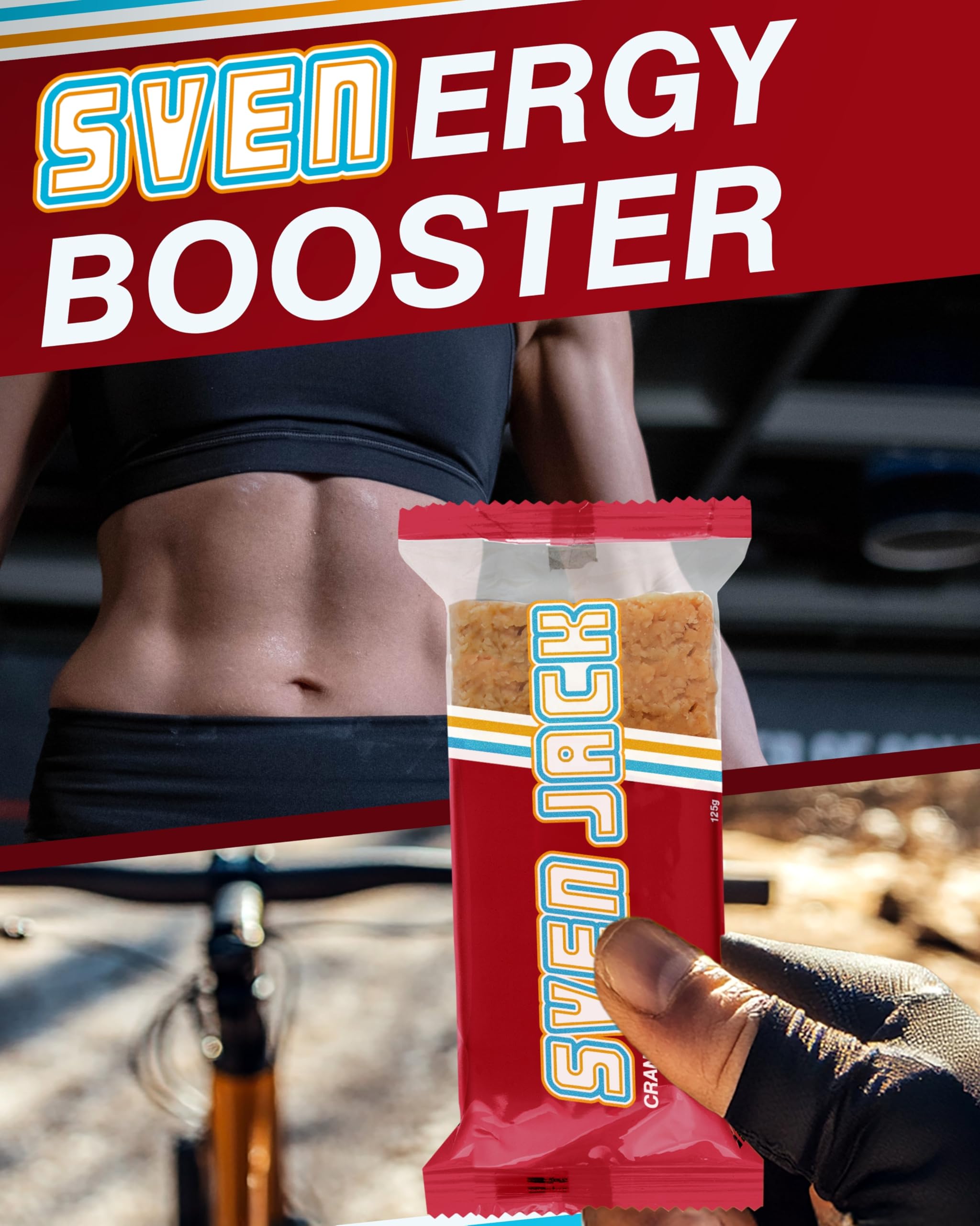 Sven Jack (Energy Cake) – Cranberry - Haferflocken Riegel mit langkettigen Kohlenhydraten, weniger Zucker & einzigartigem Geschmack – der original Fitness Flapjack & Oat Meal Snack