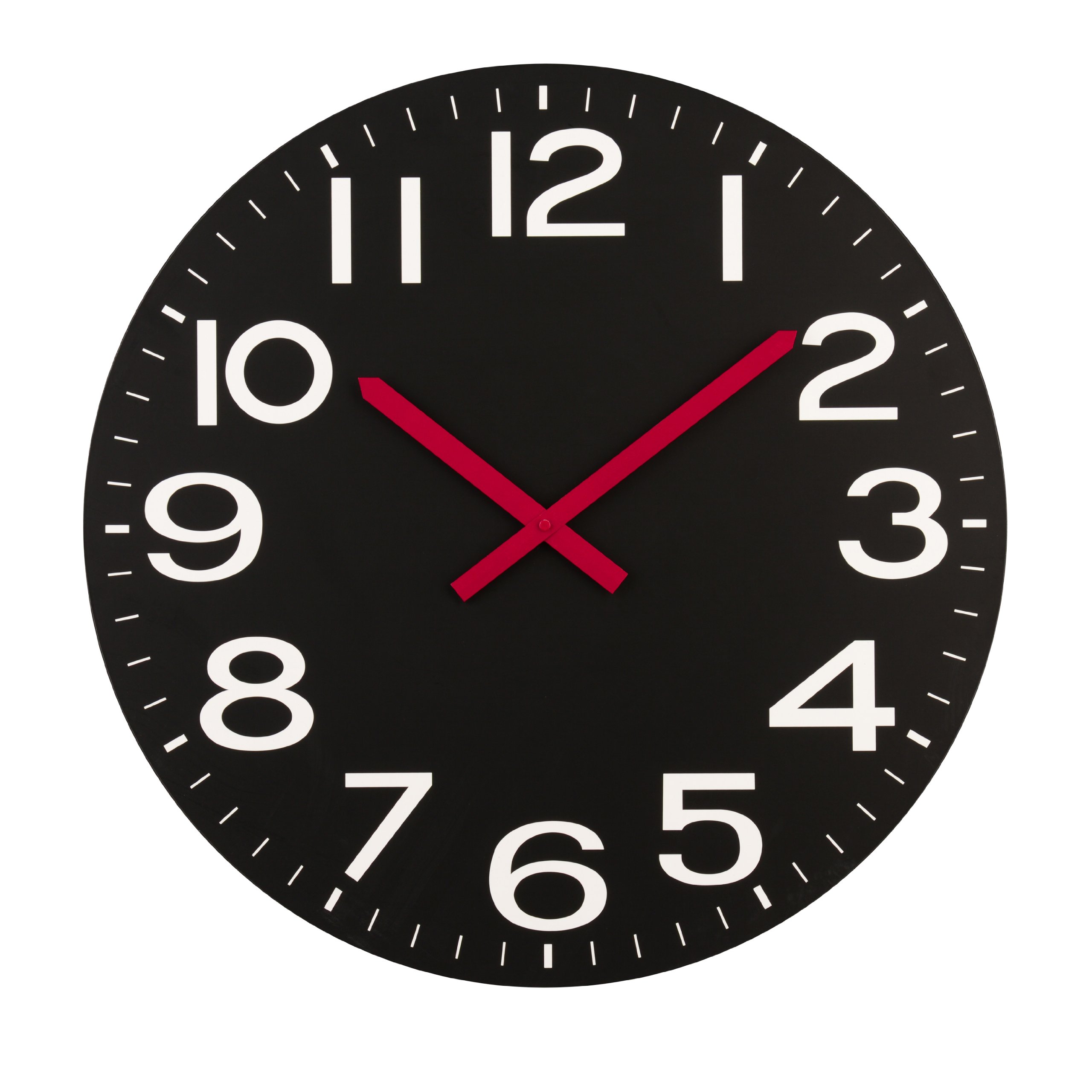 Premier Housewares Black MDF Wood Wall Clock - White Numbers - 58cm