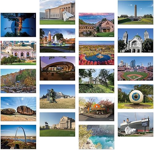 Paquete de 20 postales de paisaje vintage de Estados Unidos de Estados Unidos, Missouri, postales de todo el mundo, tarjetas de felicitación para