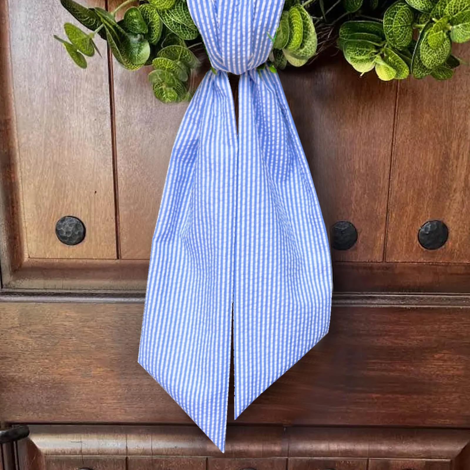 Banda Corona Puerta Ftuuo - Diseño Cuadros Azul/Blanco, Sirsaca, 138 Cm Largo
