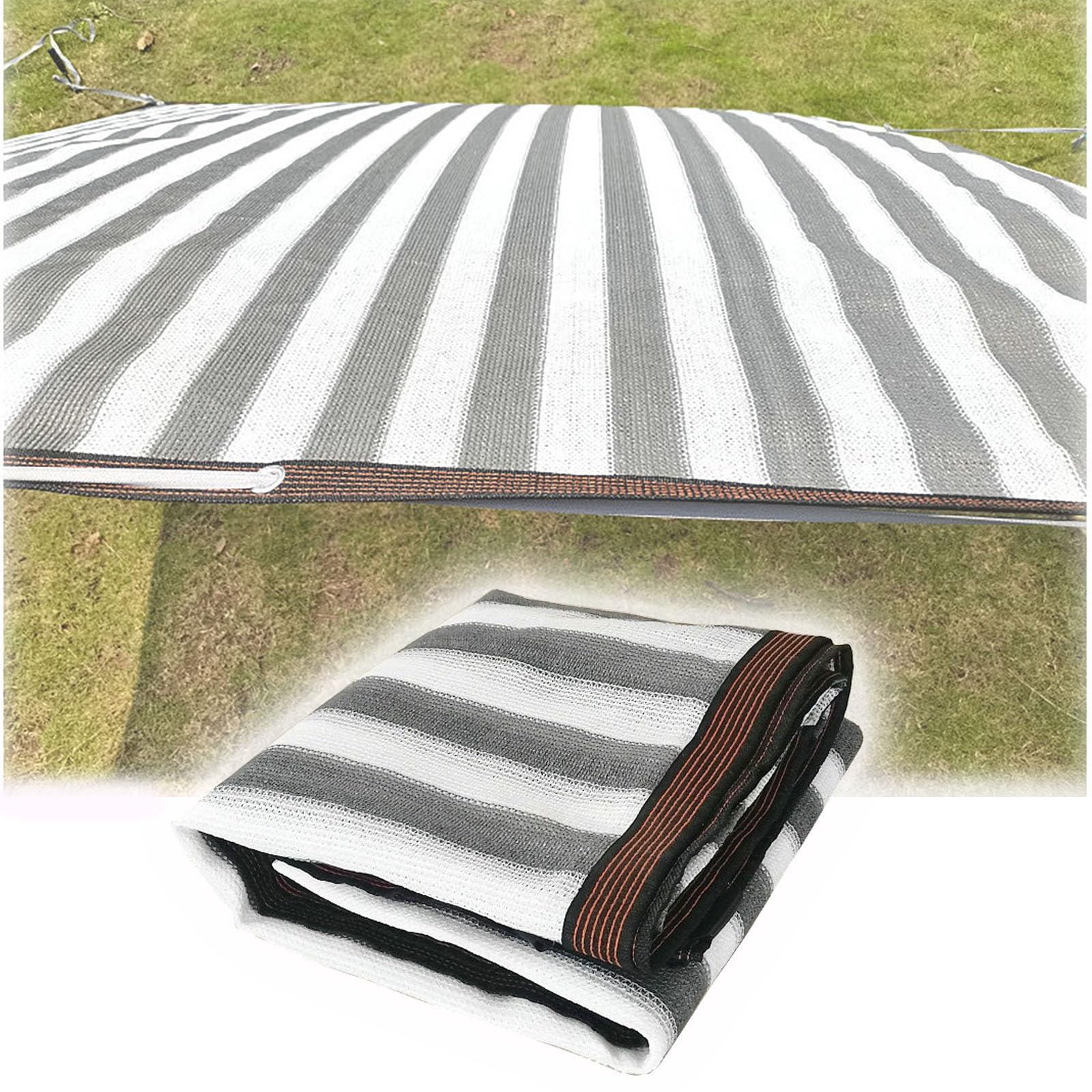 Sunblock Shade Cloth,Shade Cloth Gray & White Striped 90% Blocking With Grommets Multiple Sizes(3.0x20m/9.8x65.6ft)