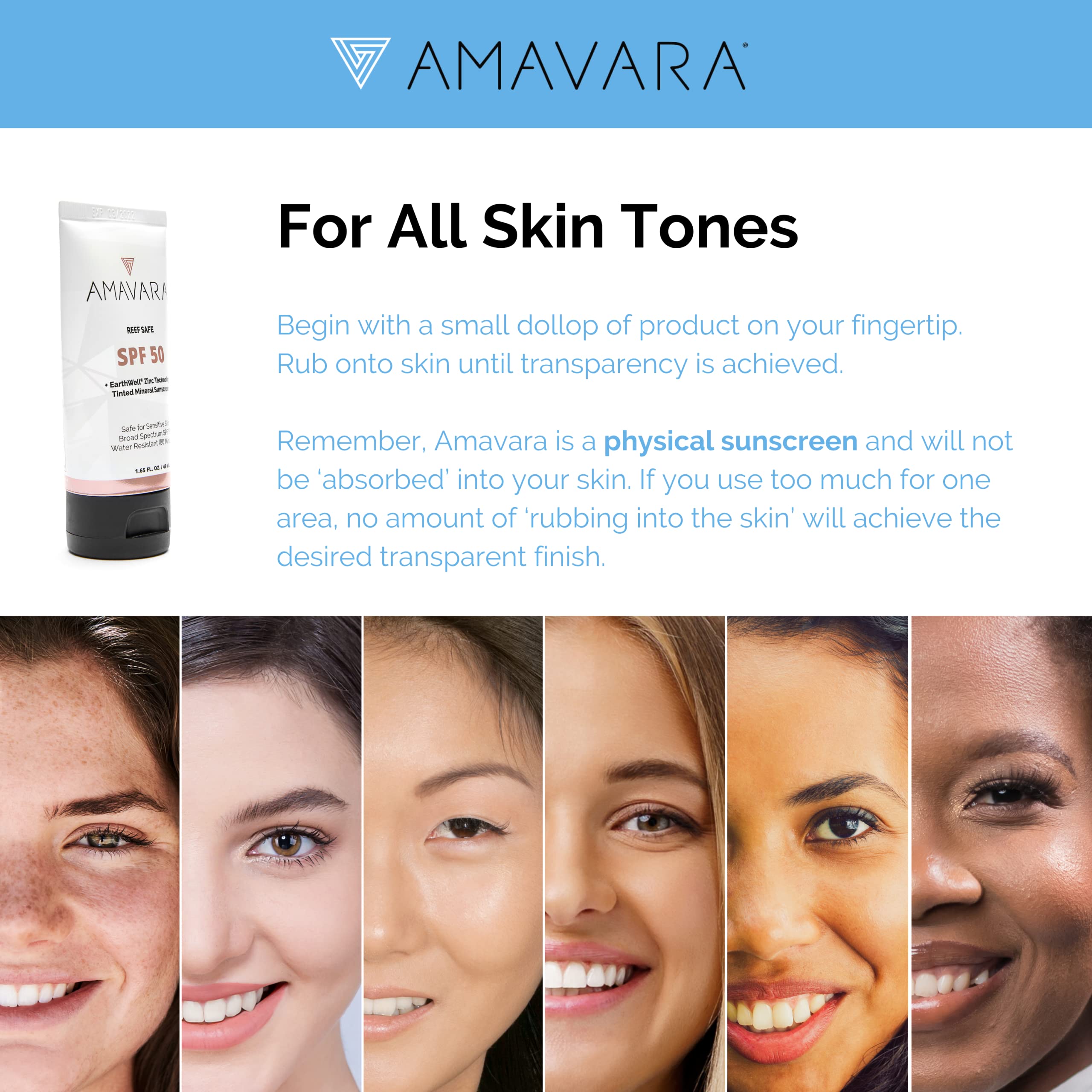 Amavara Tinted Mineral Sunscreen SPF 50, Physical Zinc Based Sunblock