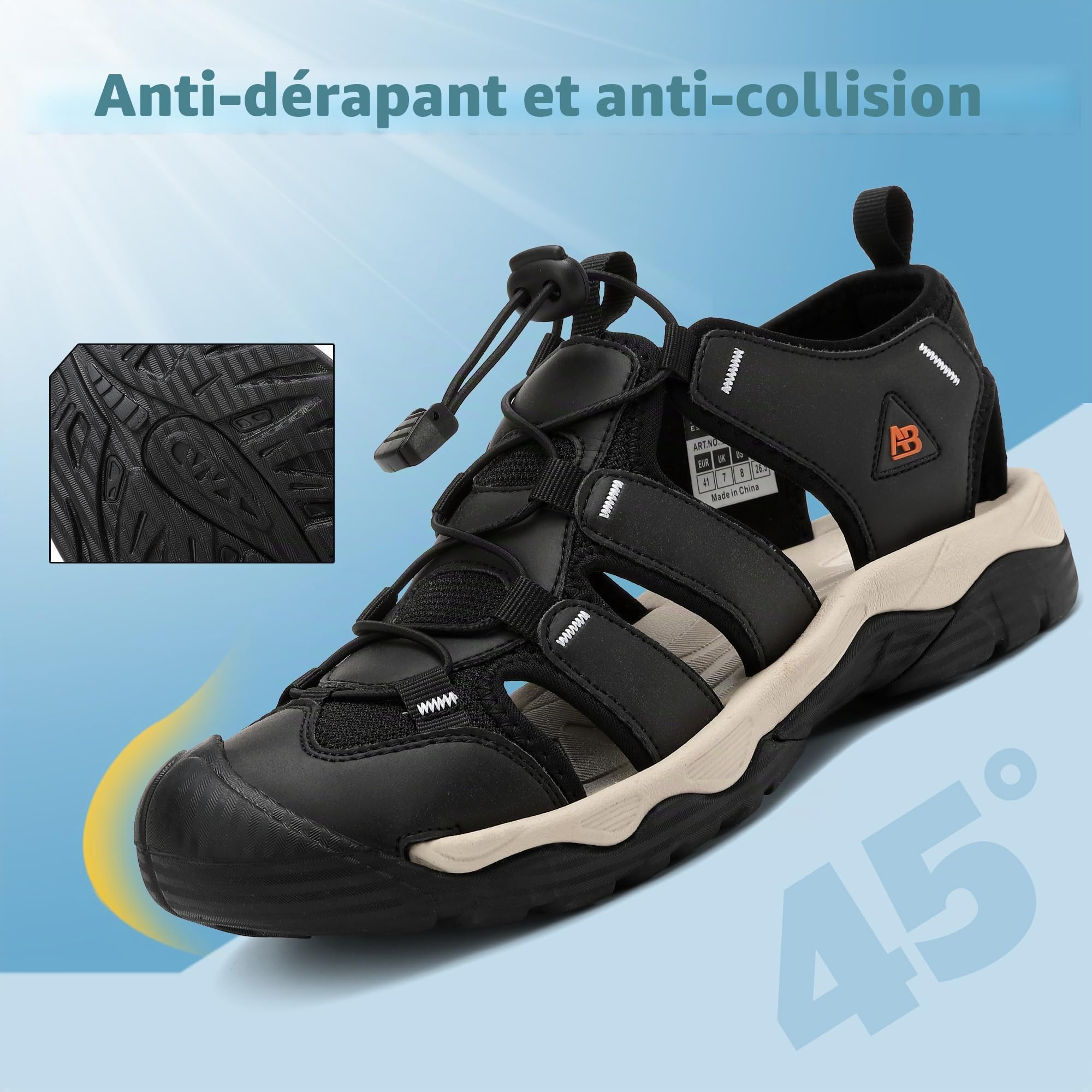 AX BOXING Sandales Hommes été Sandales Randonnée Homme Extérieur Marche Trekking Sportives Taille 41-45 EU