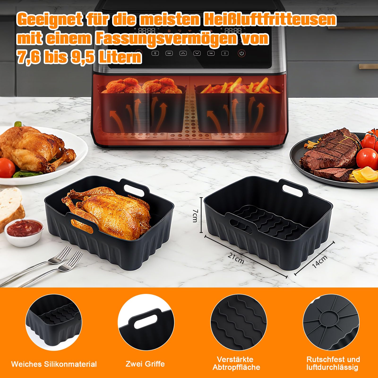 24 sztuki akcesoriów Ninja Airfryer, forma silikonowa do frytkownicy na gorące powietrze, akcesoria do Ninja Foodi Max Dual Zone AF400EU AF300EU 7,6-9,5L, wkładka silikonowa do frytkownicy Air Fryer
