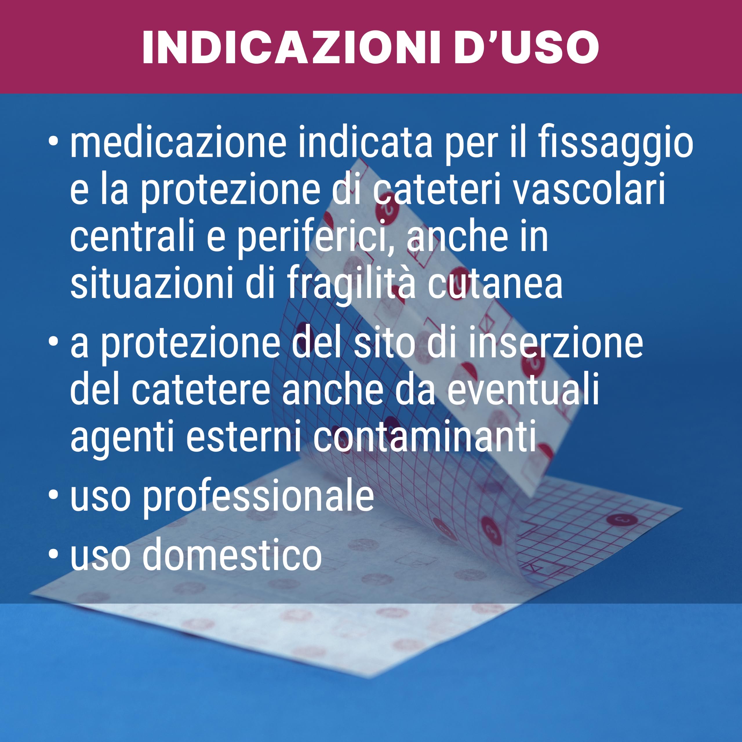 TOUCHMED Medicazione Adesiva Sterile in Poliuretano di Fissaggio Cannula e Catetere - Rinforzata in TNT con Alette - IV Dressing - 8,5x11,5 cm - Monouso - Confezione da 50 Buste