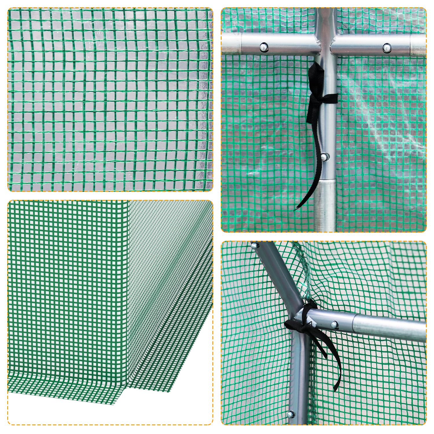 Szklarnia 300 x 600 x 200 cm, szklarnia warzywna z 6 oknami i 2 drzwiczkami z zamkiem błyskawicznym, 140 g/m² PE UV50+, osłona kotwy gruntowe i liny przeciwwiatrowe do stabilnego mocowania w