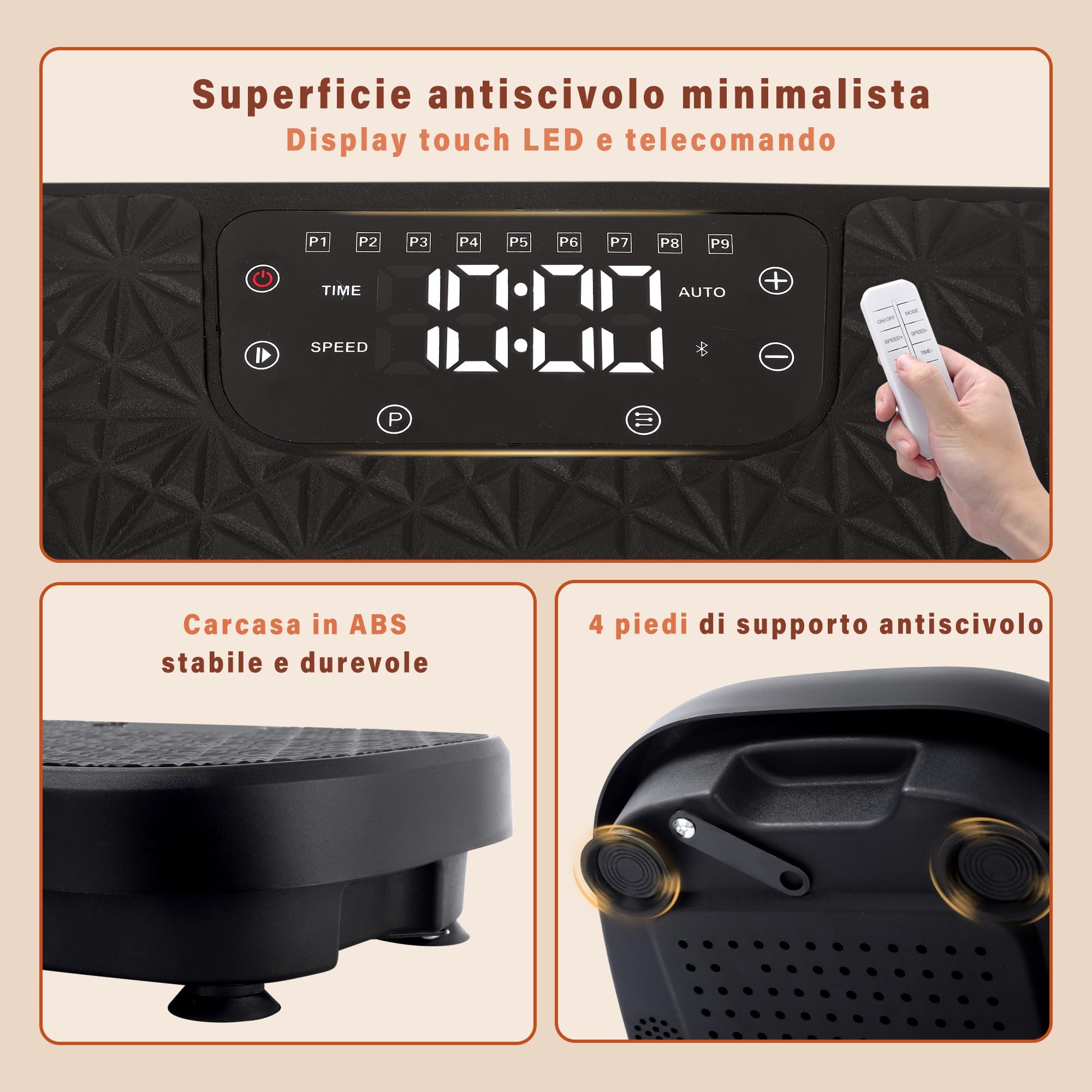 Pedana Vibrante Dimagrante, Vibration Plate per Circolazione Gambe, Display a LED e Telecomando, Allenamento a Casa Pedana Vibrante